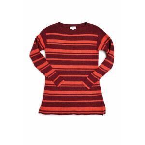 LOFT Outlet Burgundy/Orange Striped Knit Sweater Size Small